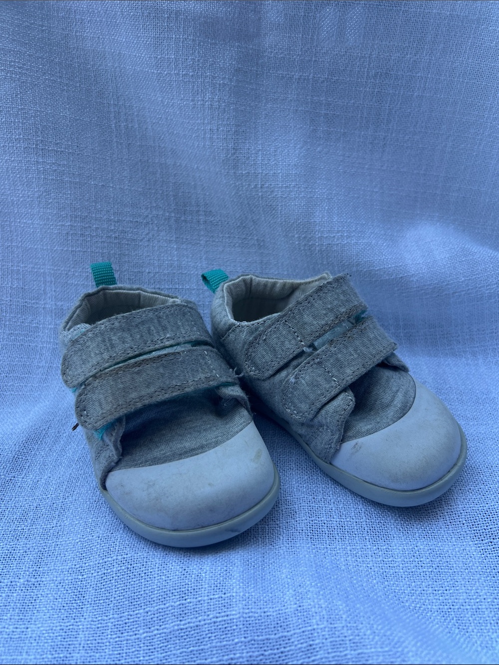 Ten Little Gray Canvas First Walker Shoes with Velcro Straps Size 4.5